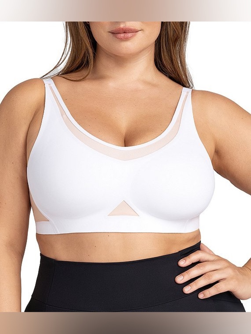 NEW Honeylove CrossFlex Wirefree Sports Bra White Nude Size 3X Plus NWOT